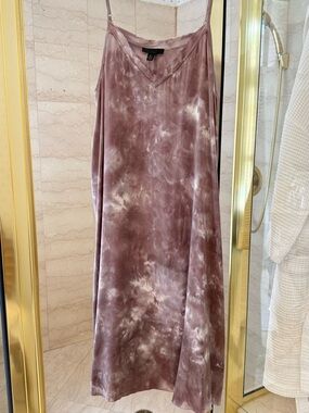 Tie-Dye Slip Dress in Dusty Mauve